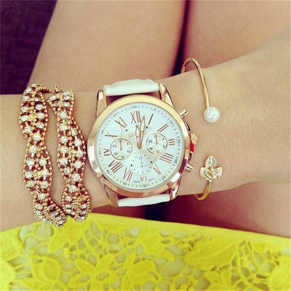 Fashion Geneva Women Stainless Steel Quartz Watch